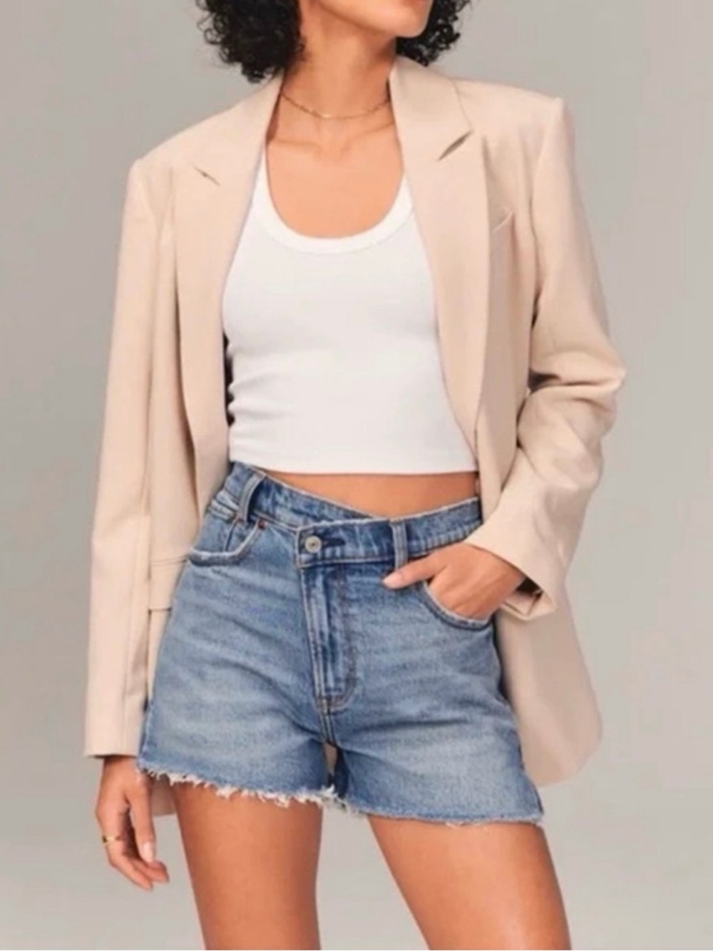 Abercrombie & Fitch Light Blue Denim Curve Love Jean Shorts